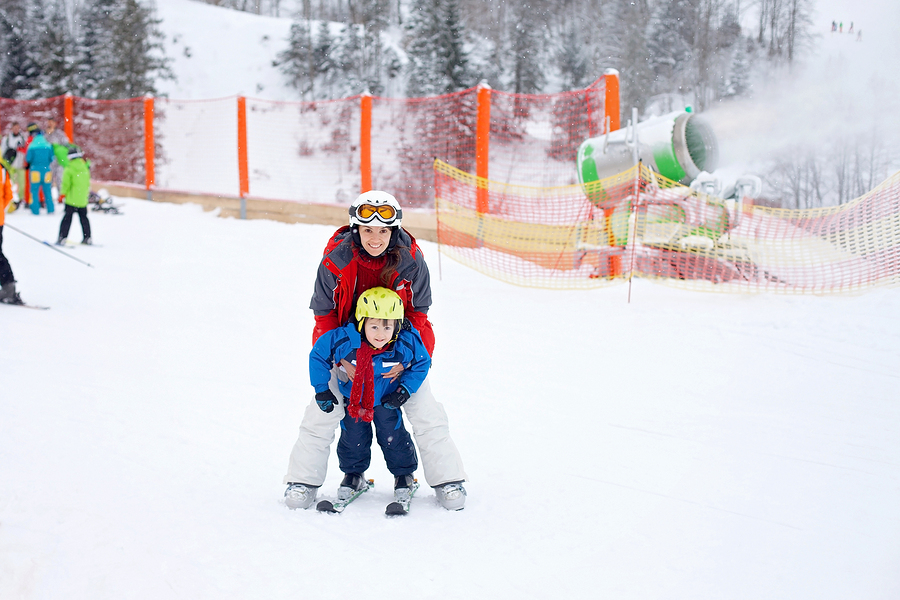 child skiing