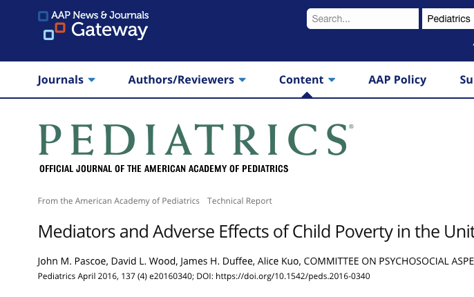 Mediators and Adverse Effects of Child Poverty in the United States