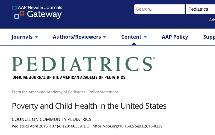 Poverty and Child Health in the United States