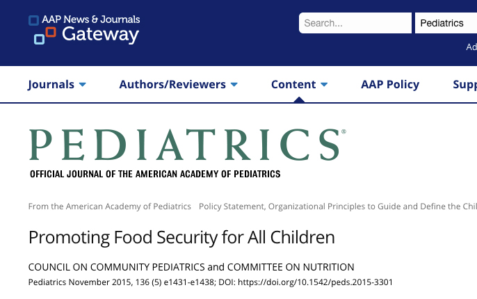 Promoting Food Security for All Children