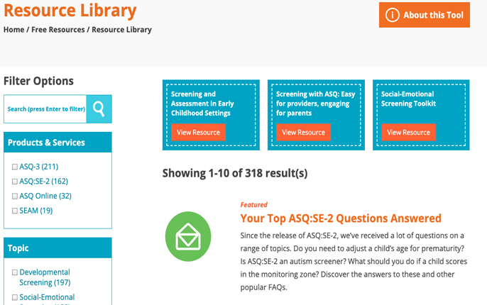 Ages and Stages Questionnaires Resource Library