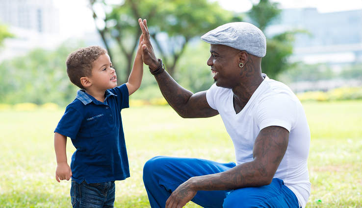 father and son expressing feelings